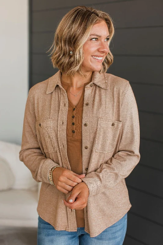 Best Of All Long Sleeve Button Top- Rust