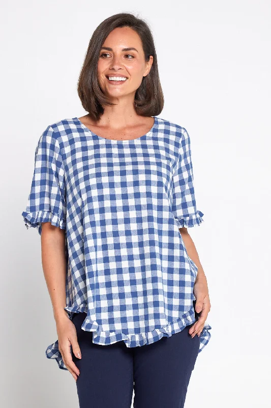 Blossom Top - Blue Gingham