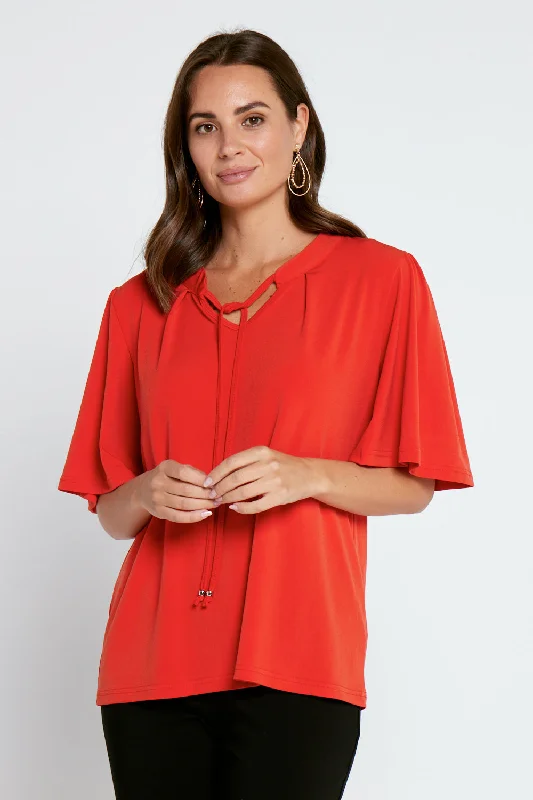 Carrie Tie Neck Top - Red