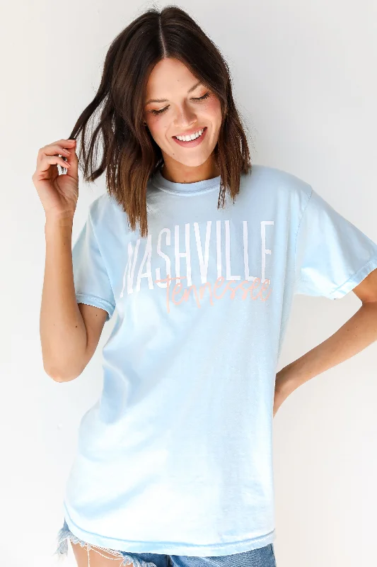 Light Blue Nashville Tennessee Script Tee