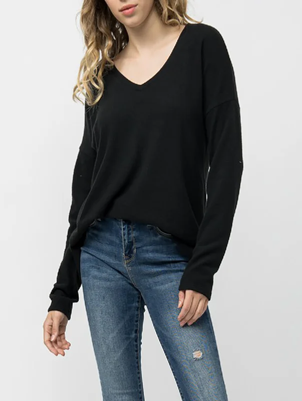 Speaking Up V-Neck Long Sleeve Tops