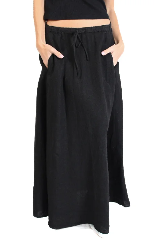 Bailey Black Woven Linen Skirt