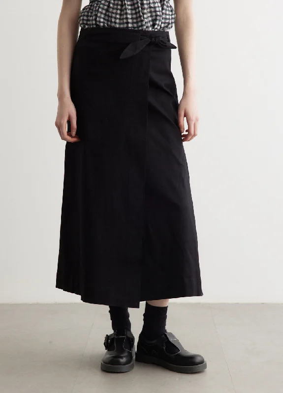 Herringbone Canvas Long Wrap Skirt