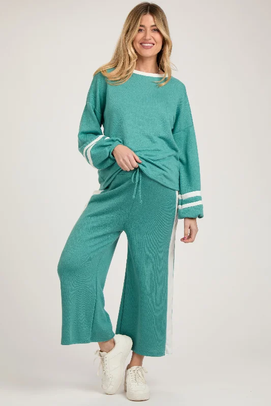 Jade Striped Long Sleeve Maternity Set