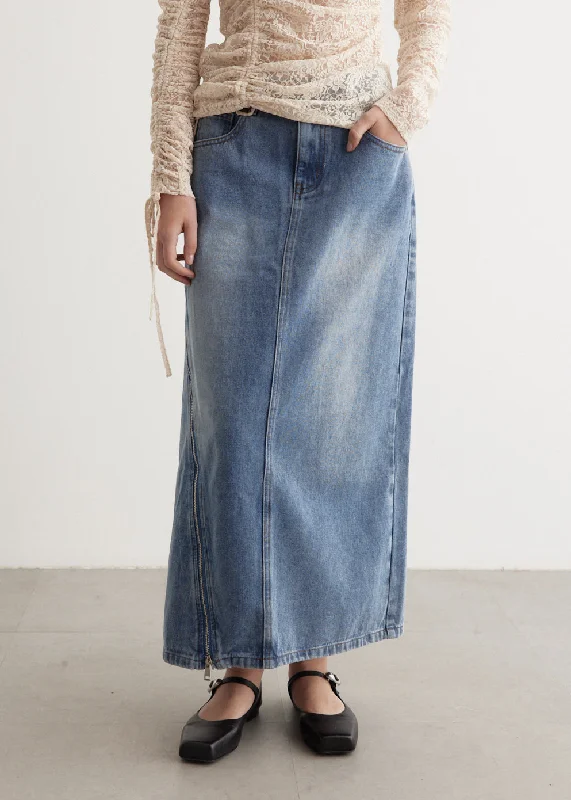 Zipper Denim Skirt