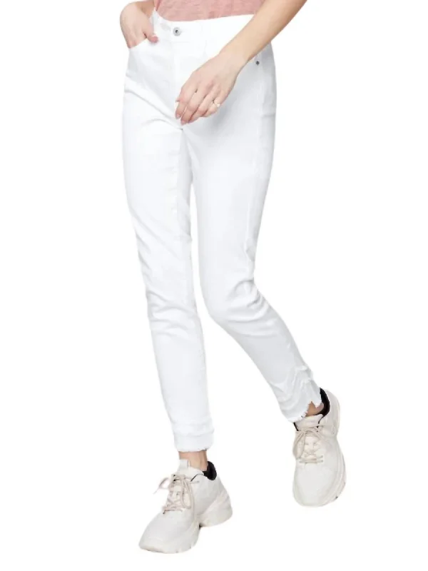 Frayed Hem Crop Jeans In Pearl