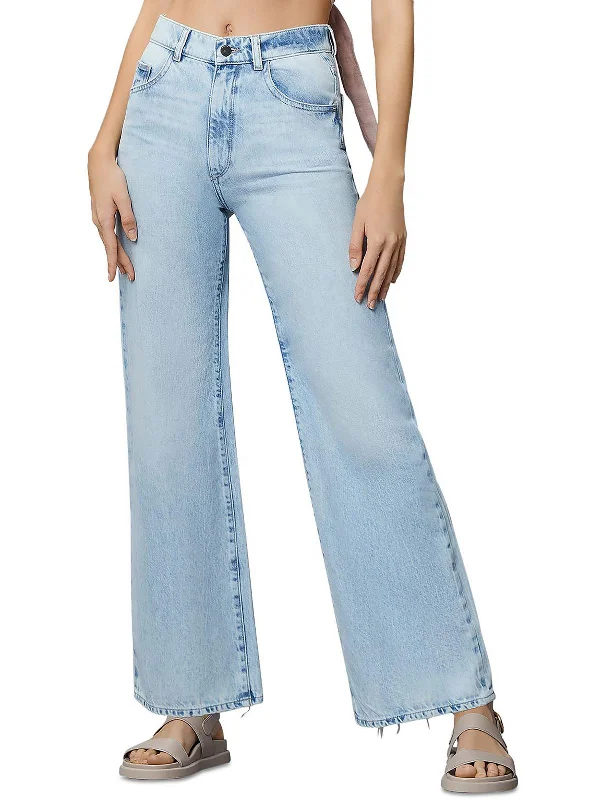 Hepburn Womens Denim High Rise Wide Leg Jeans