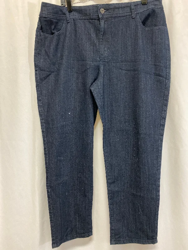 Jeans Straight By Chicos In Blue Denim, Size: 16