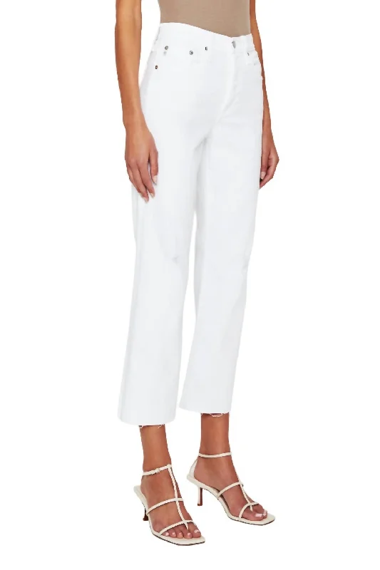 Kinsley High Rise Pop Crop Denim In White