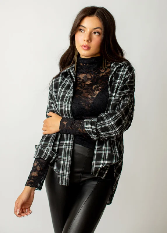 Marika Top in Black Plaid