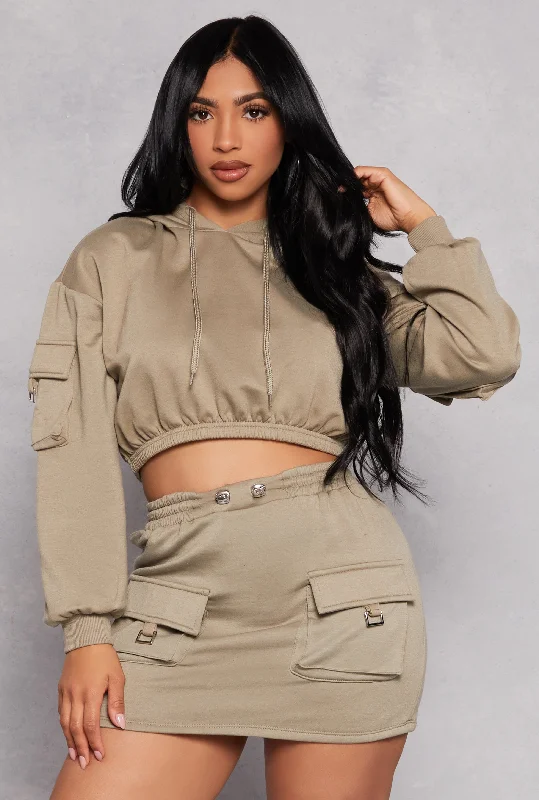 Almost Famous Cargo Pocket Cropped Hoodie