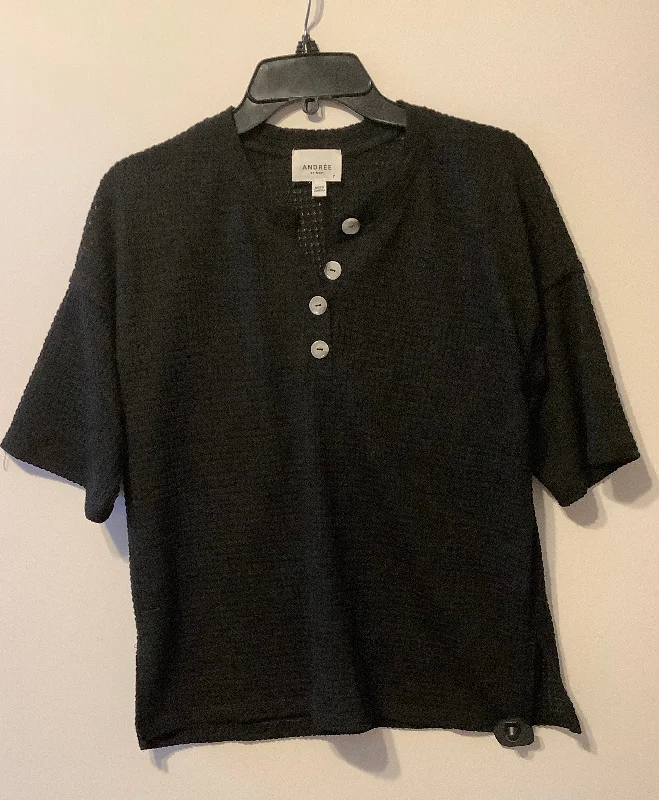 Top Short Sleeve By Andree By Unit In Black, Size: S