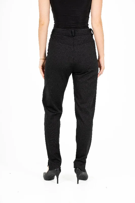 Zipper Closure Knit Pants With Ankle Slits