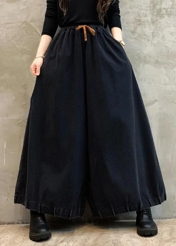 Loose Black Pockets High Waist Cotton Pants High Waist