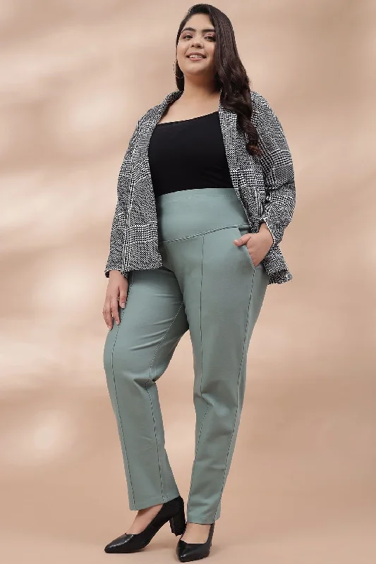 Mint Green Crease Seam Tummy Tucker Pants