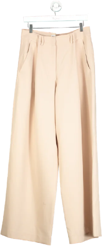 Zara Beige High-Waisted Wide Leg Trousers UK L