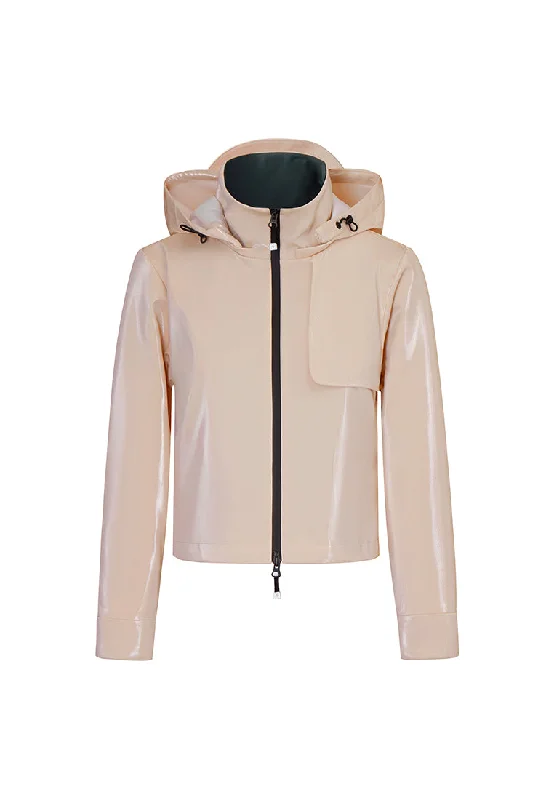 Rhodes Glossy Water-Resistant Windbreaker with Detachable Hood