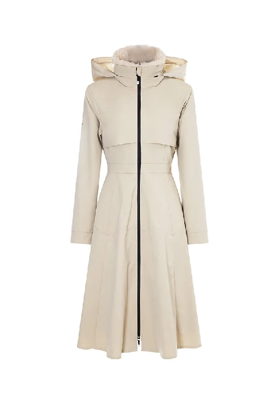 Camelia Water-Resistent Parka with Faux Fur Collar and Petticoat-Inspired Fishbones