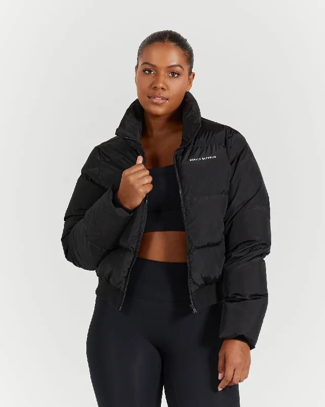 BOMBER PUFFER JACKET - BLACK