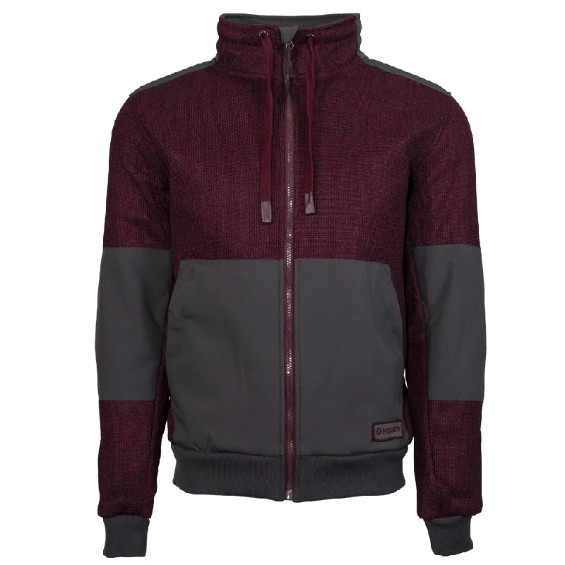 "Hooey Full Zip Tech Jacket" Burgundy w/ Charcoal