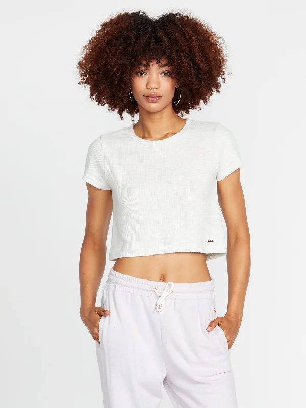 Lived In Lounge Rib Short Sleeve Top - Light Grey