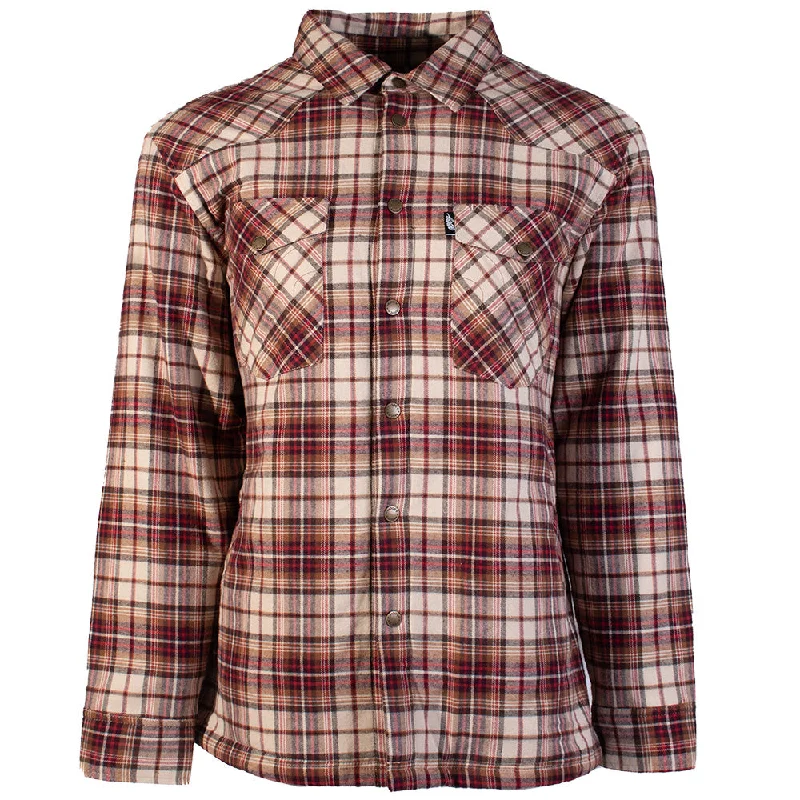 "Men's Flannel Jacket" Tan/Red Plaid w/Cream Sherpa