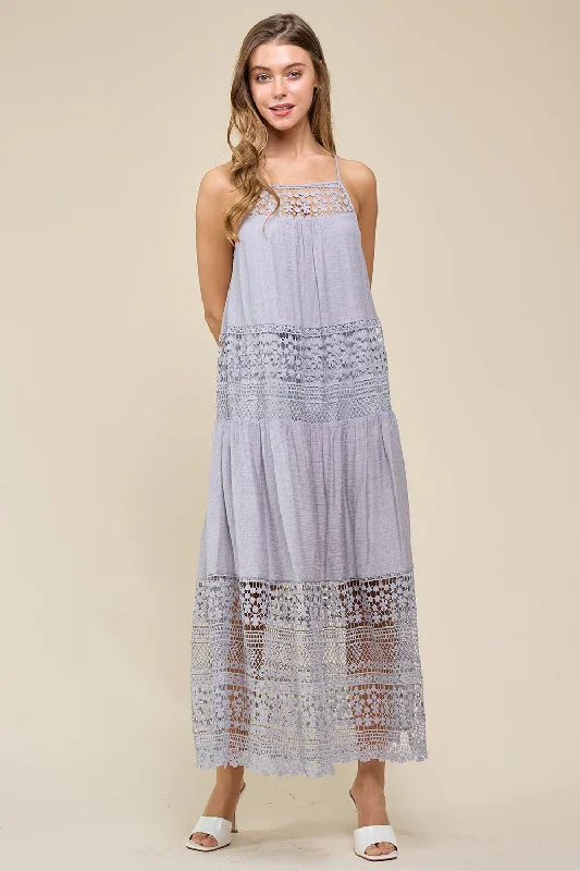 Lace Spaghetti Strap Midi Dress