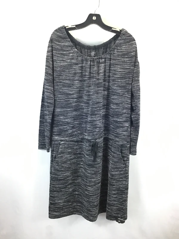 Dress Casual Midi By Loft In Black & Grey, Size: L