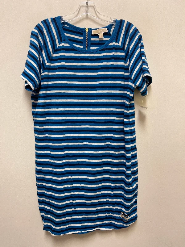 Dress Casual Midi By Michael By Michael Kors In Blue & White, Size: Xl