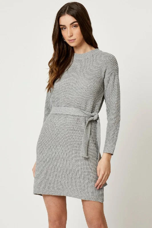 Grey Knit Dress Mini