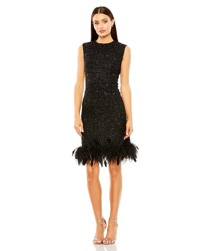 Mac Duggal 20784 Short Feather A Line Cocktail Mini Dress