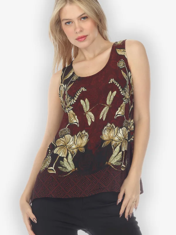 Big Lotus and Dragonfly Tank Top