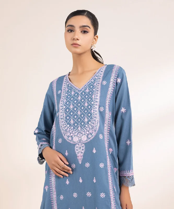 Embroidered Cotton Karandi Shirt