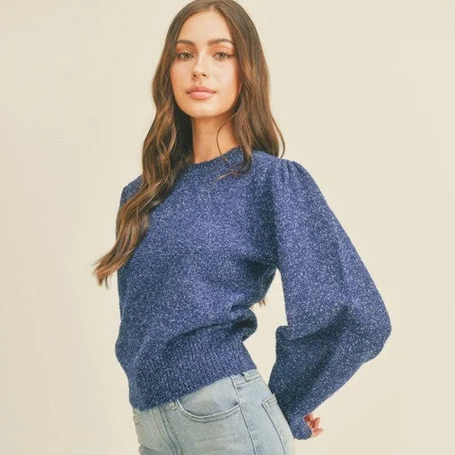 Balloon Sleeve Sweater (Smokey Royal)