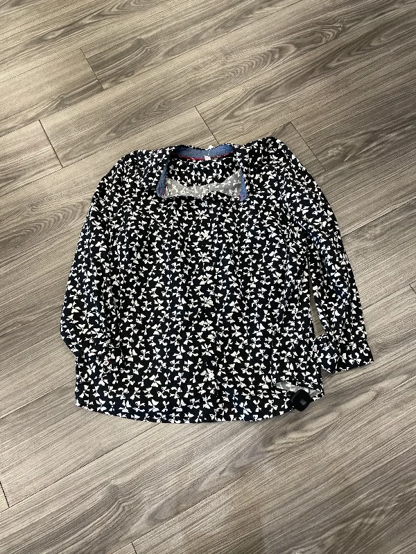 Blouse Long Sleeve By Charter Club In Black & White, Size: 20