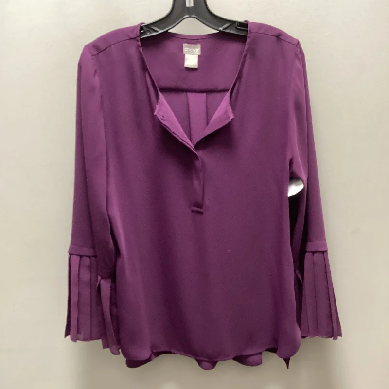 Blouse Long Sleeve By Chicos In Purple, Size: M