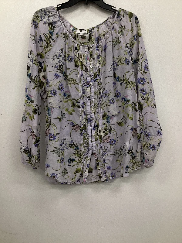 Blouse Long Sleeve By J. Jill In Floral Print, Size: Xl