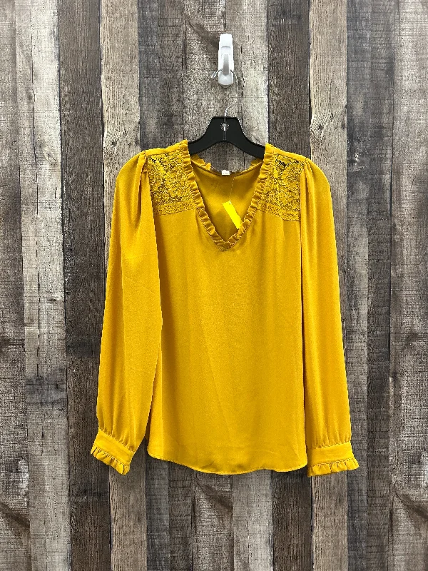 Blouse Long Sleeve By Loft In Gold, Size: M