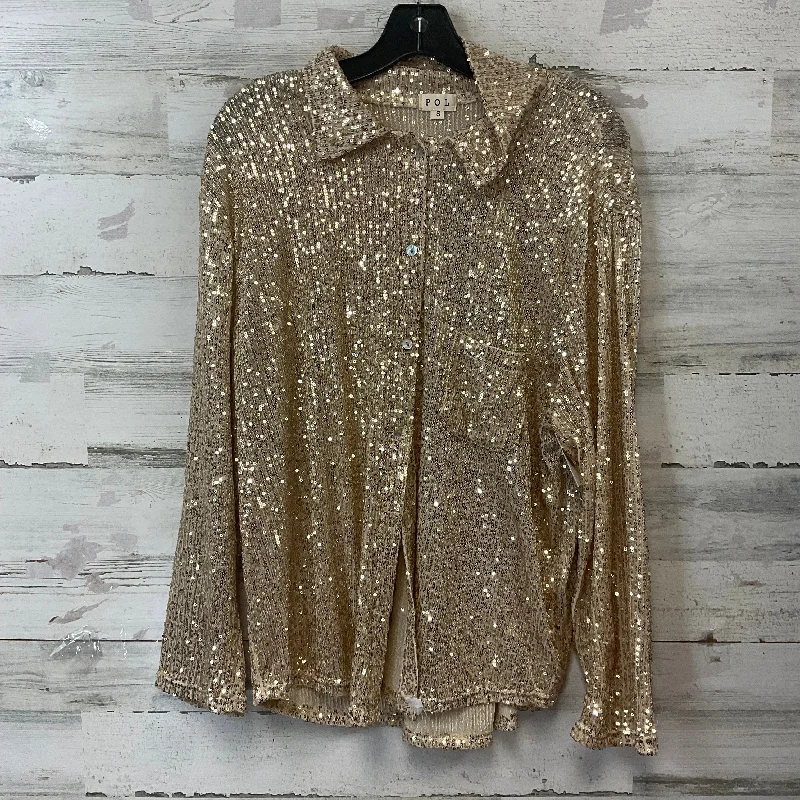 Blouse Long Sleeve By Pol In Gold, Size: S