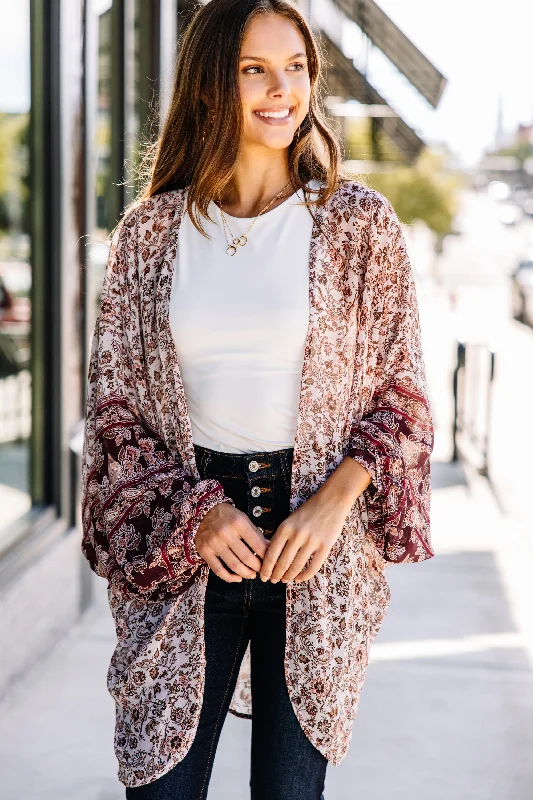 Help You Out Mulberry Red Paisley Kimono