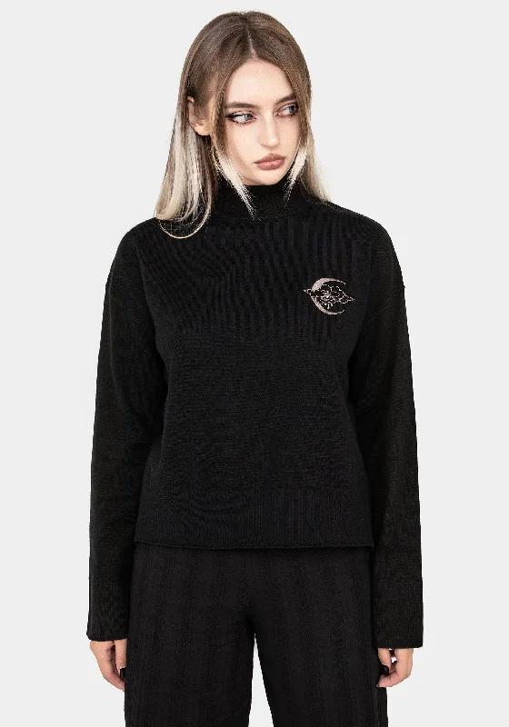 Lachrymose Embroidered Mock Neck Jumper