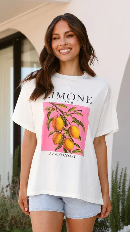 Limone Tee - White/Pink