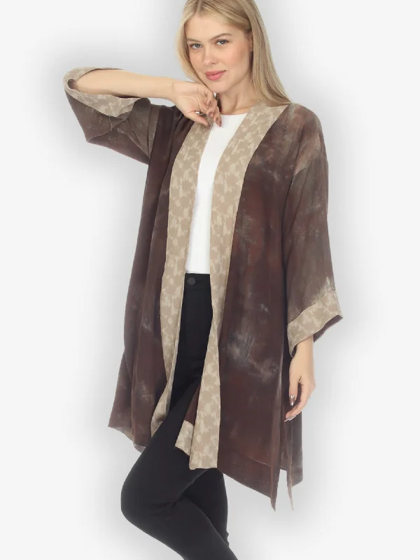 Tie Dye Crepe Cocoa Kimono Top