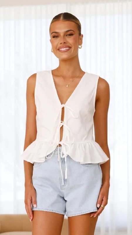 Utari Tie Front Top - White