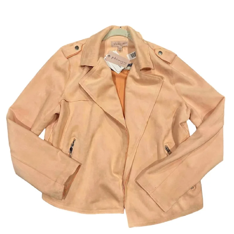 Women's Open Front Moto Jacket In Conch