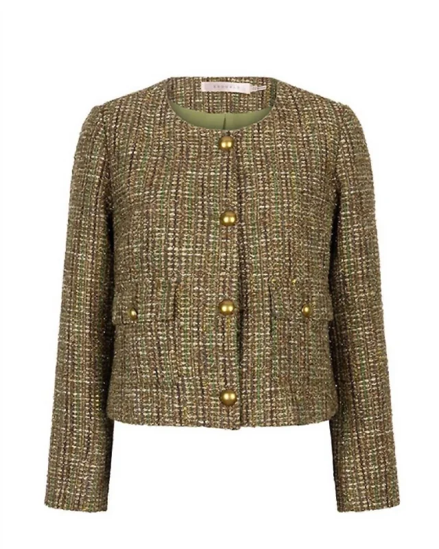 Women's Tweed Blazer In Green Tweed